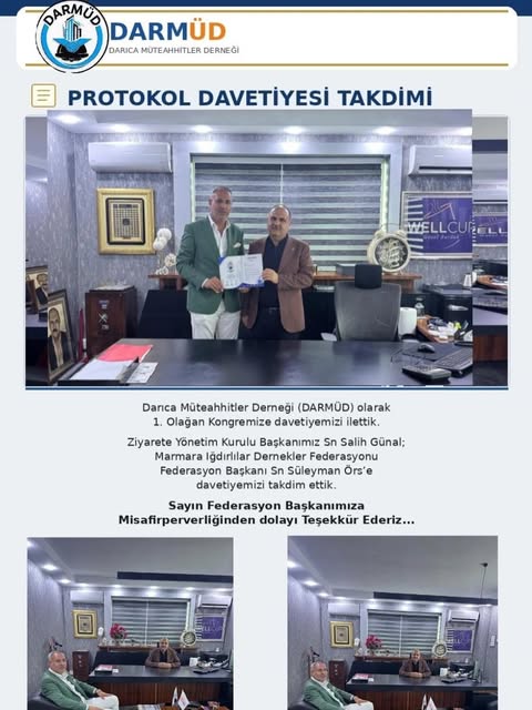 26 Ağustos 2026, Marmara Iğdırlılar Federasyonu başkanına davetiye