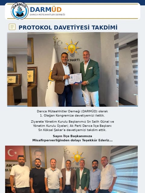 26 Ağustos 2026, AK Parti ilçe başkanına davetiye