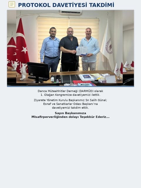 26 Ağustos 2026, Esnaf Odası başkanına davetiye