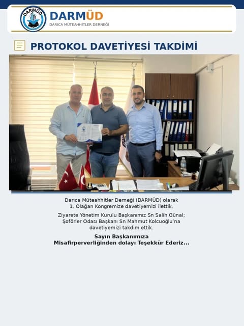 26 Ağustos 2026, Şoförler Odası başkanına davetiye